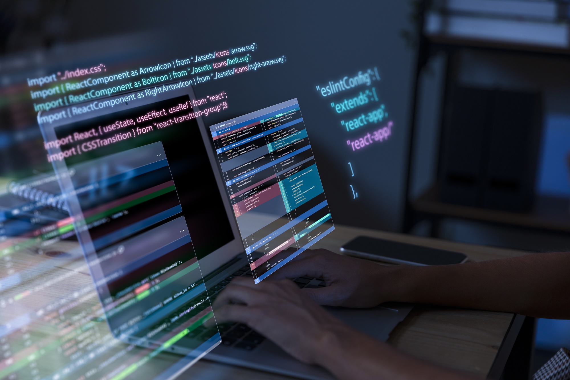 programmer writing code on computer